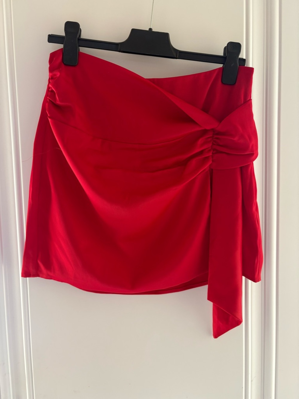 Dynamite Red Draped Mini Skirt with Side Tie in Size Medium